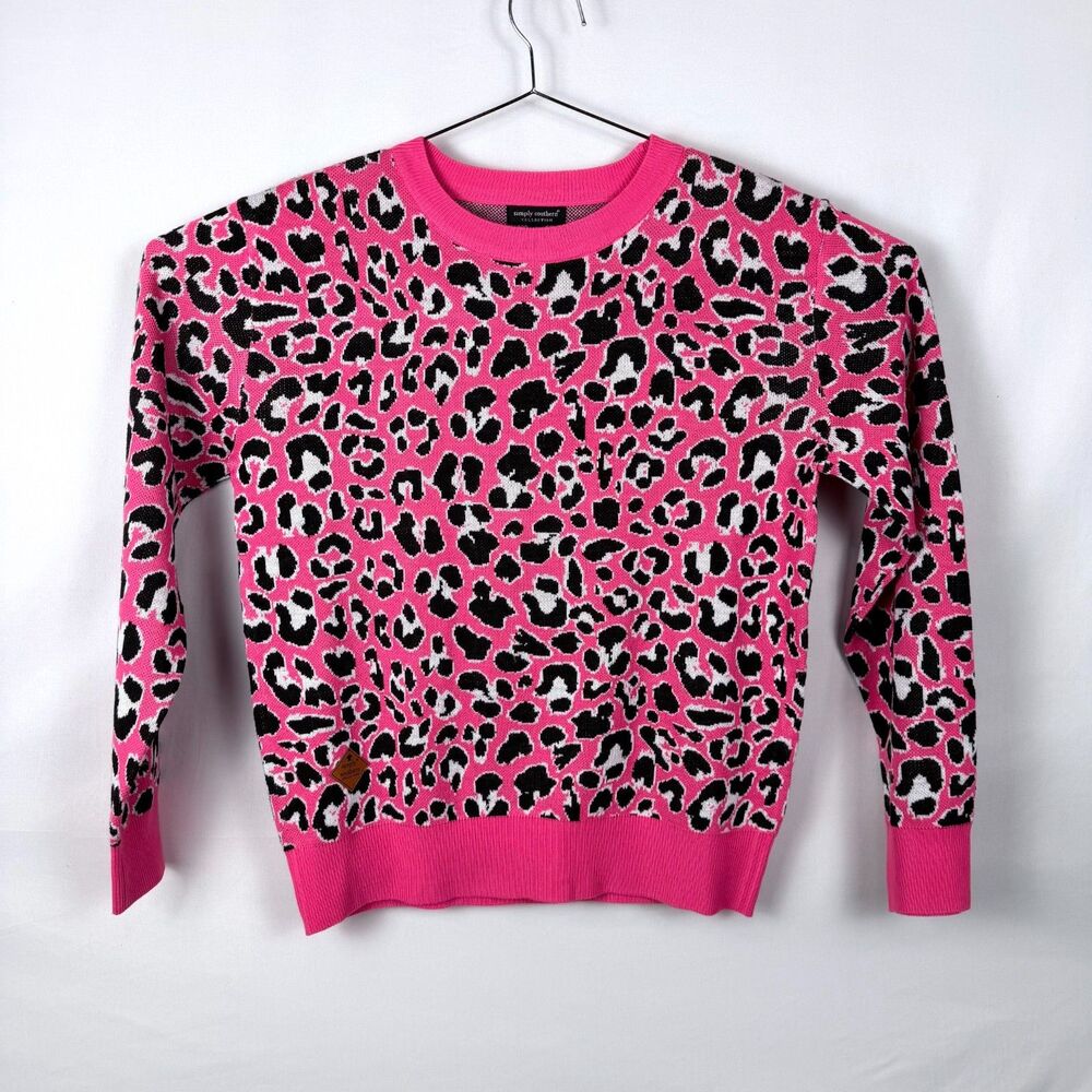 New Simply Southern Pink Leopard Sweater - Size - Small